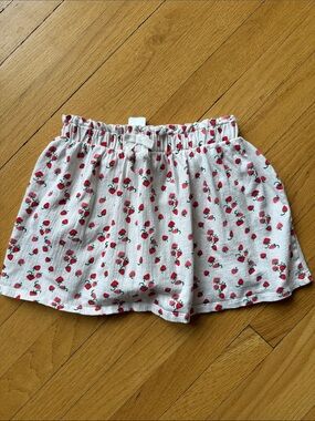 Girls White Strawberry-Print Skirt